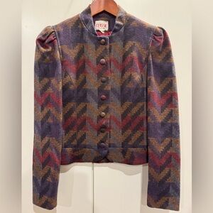 Classic of Boston Women's Multicolor Chevron Jacket herringbone purple Vintage